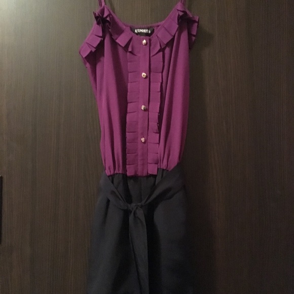 Express Purple & Navy Color Block Romper - Picture 3 of 3